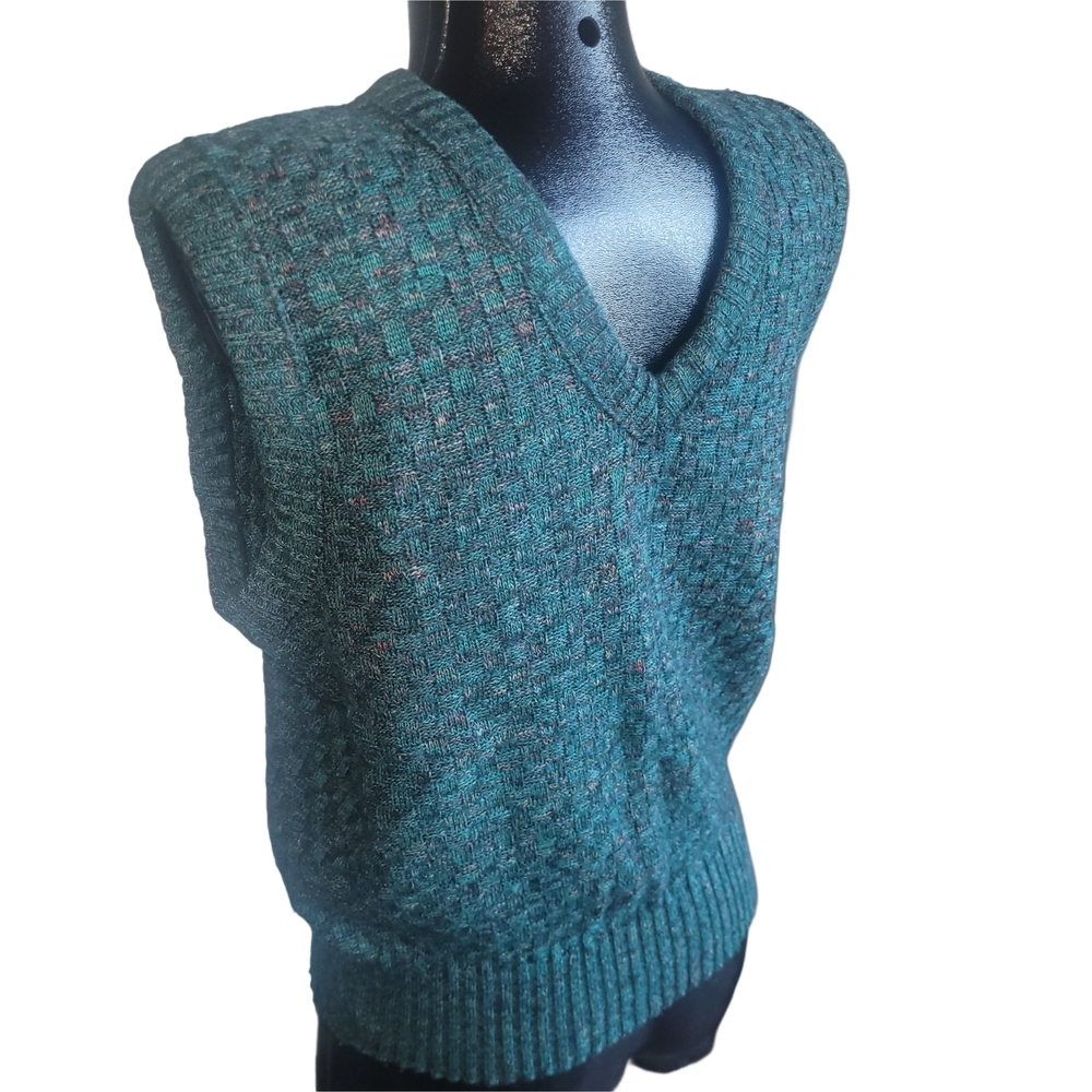 Celebrity Club Vintage 90's Green Speckled Knit Sweater Vest - Picture 3 of 5